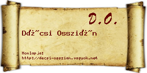 Décsi Osszián névjegykártya